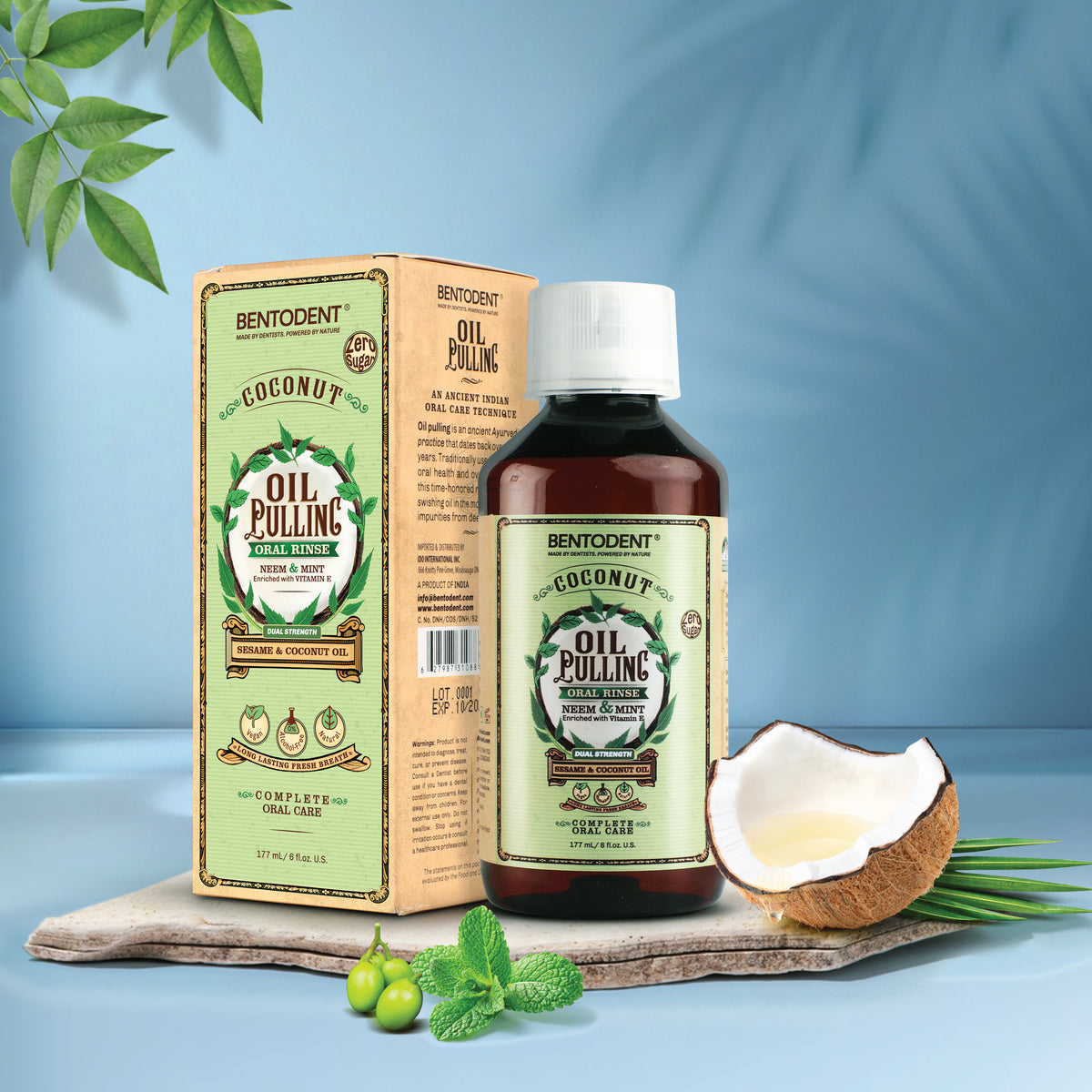 Bentodent Coconut Oil Pulling, Powerful Neem & Mint, Dual Strength of ...