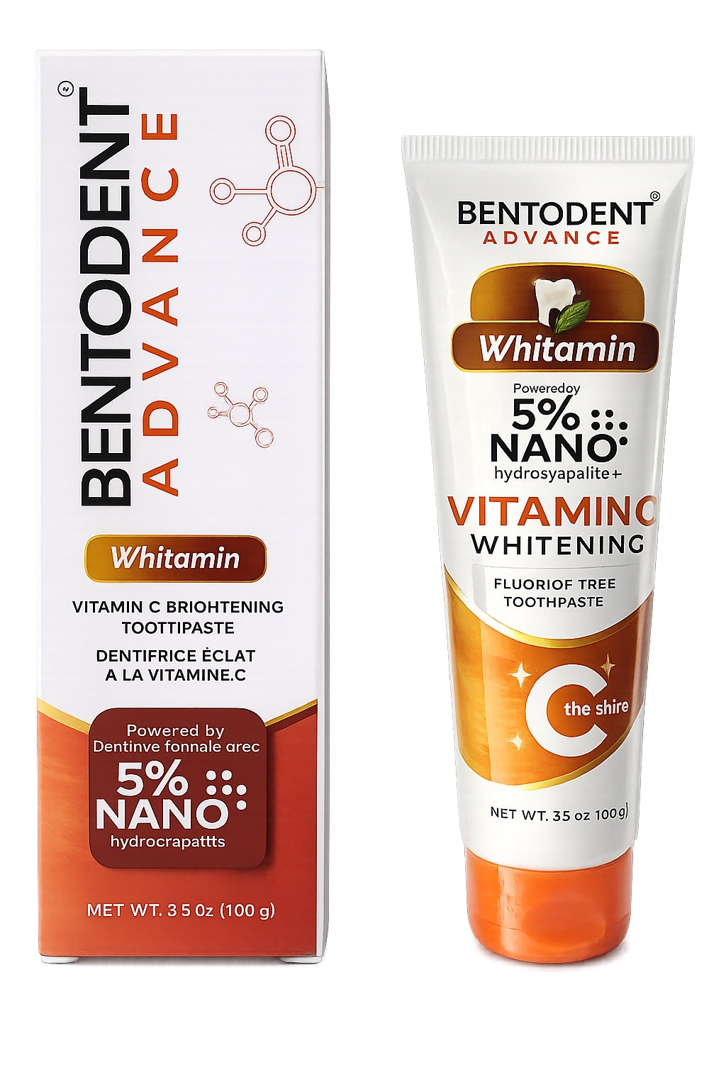 BENTODENT® Whitamin Toothpaste – Vitamin C + 5% Nano Hydroxyapatite, Reimagined.