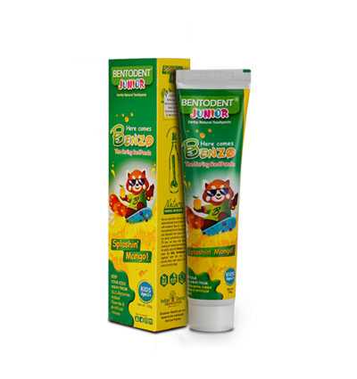 Bentodent Calcium Bentonite Clay Kids Mango Toothpaste - Natural, Fluoride Free, Vegan, 3.52 Oz
